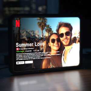 Cadre LED personnalisé style Netflix – Affiche photo lumineuse – Cadeau couple original- 25cm